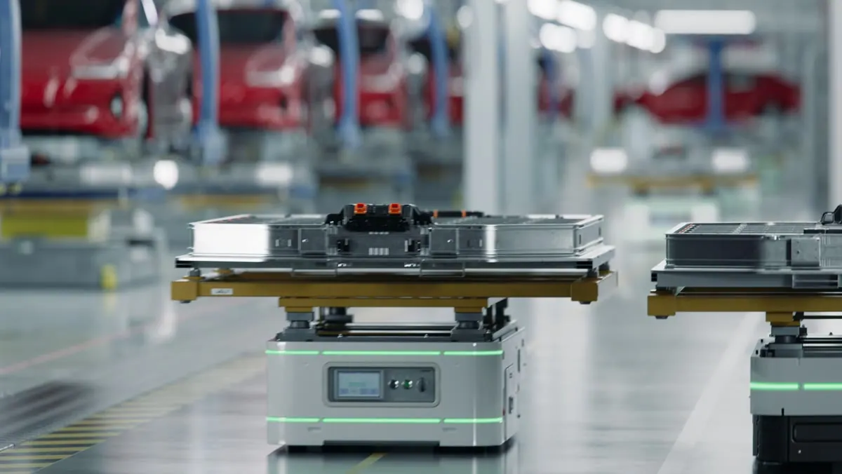 Electric vehicle battery modules in production